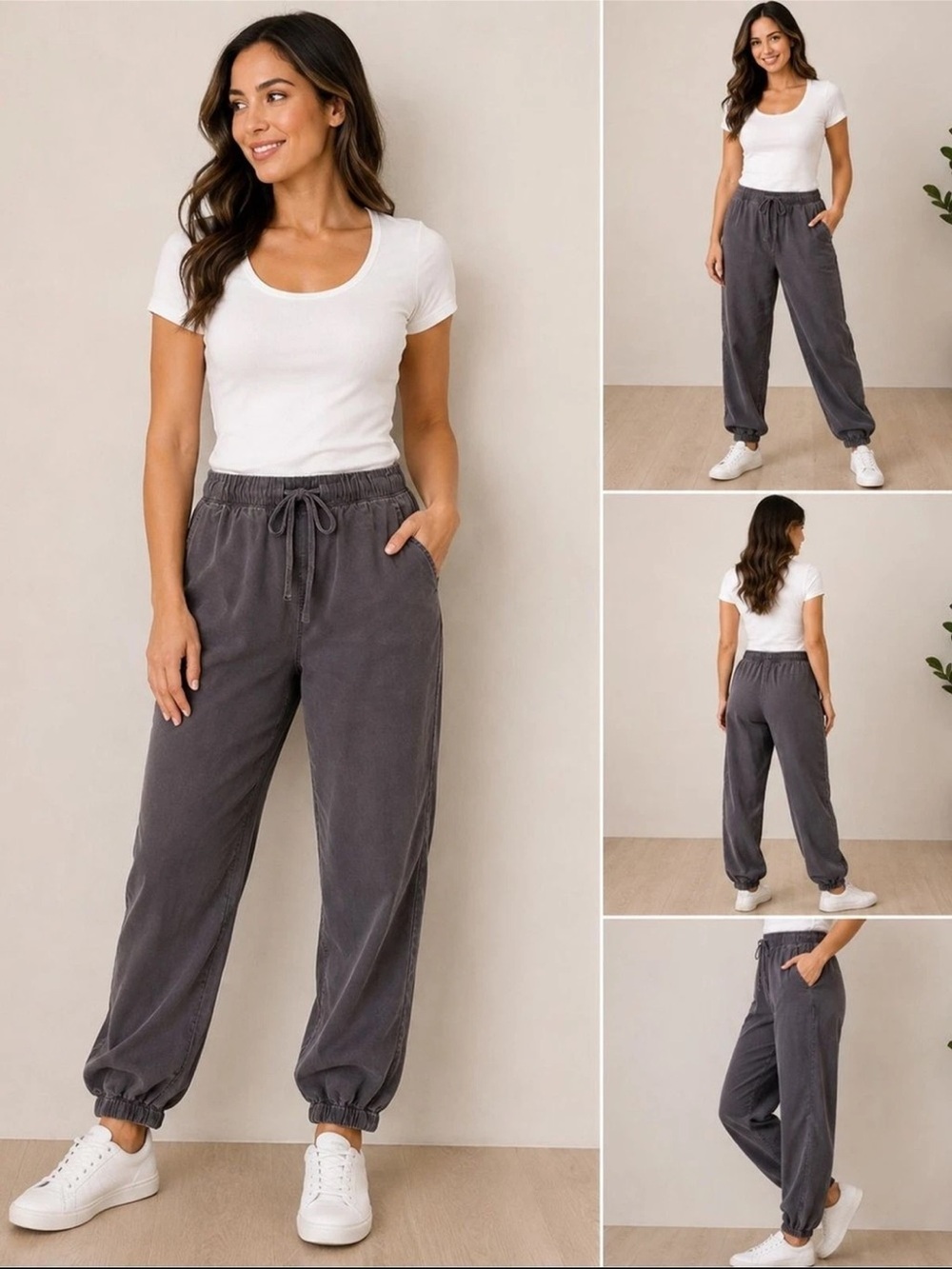 Cloth & Stone Gray Tencel Utility Jogger Pants Size Medium